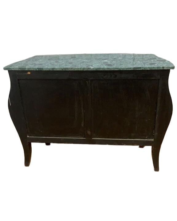 Antique French Louis XVI Style Marble Top Parquetry Bombe Chest - 7