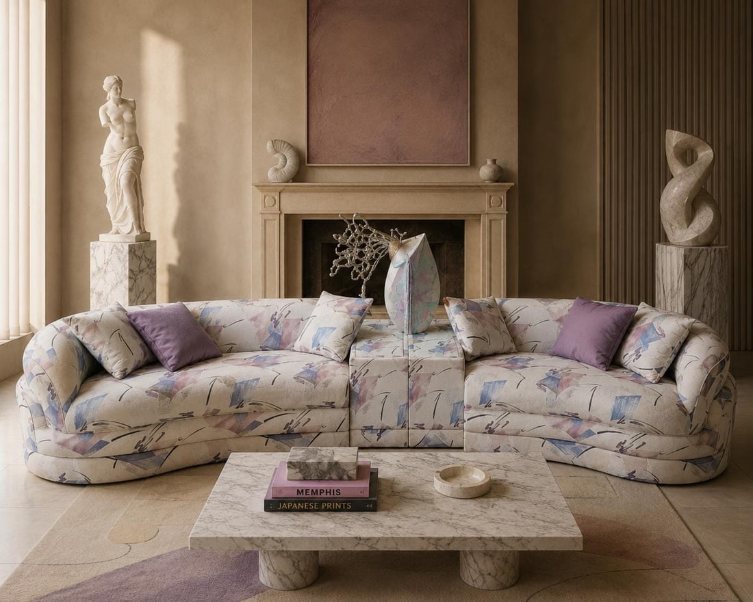 Postmodern Kagan Style Curved Sectional Sofa - 2