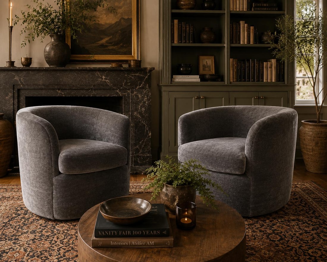 MCM Faudet-Harrison Swivel Lounge Chairs Newly Reupholstered - Pair - 2