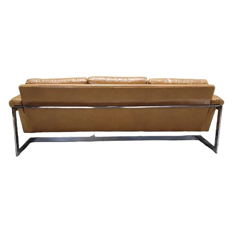 MCM Milo Baughman Style Chrome Sofa Newly Reupholstered - 8