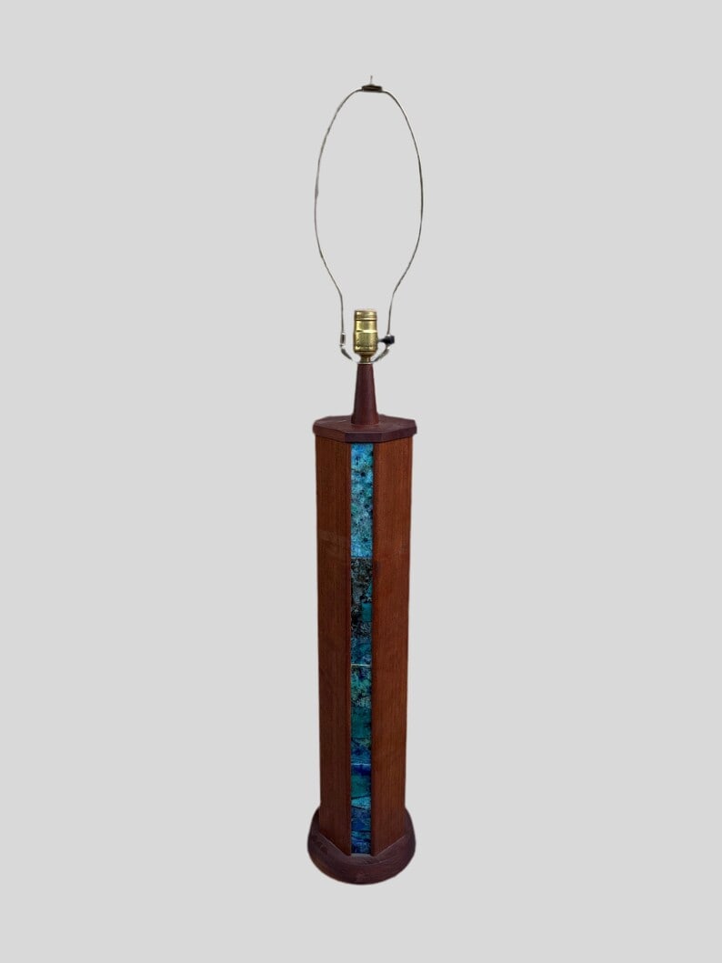 MCM Harris Strong Wood and Ceramic Tile Table Lamp (1 of 8)