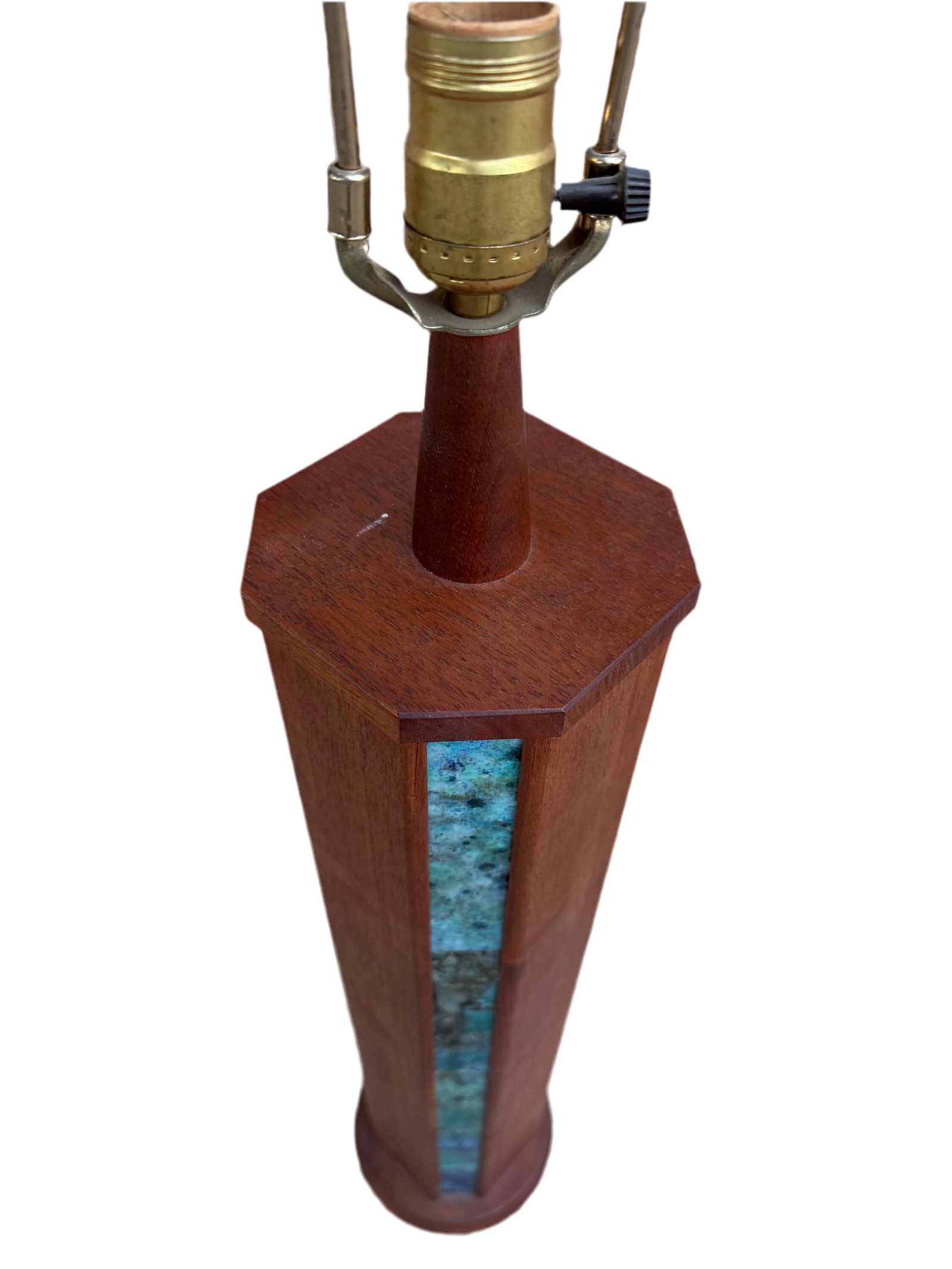 MCM Harris Strong Wood and Ceramic Tile Table Lamp - 3