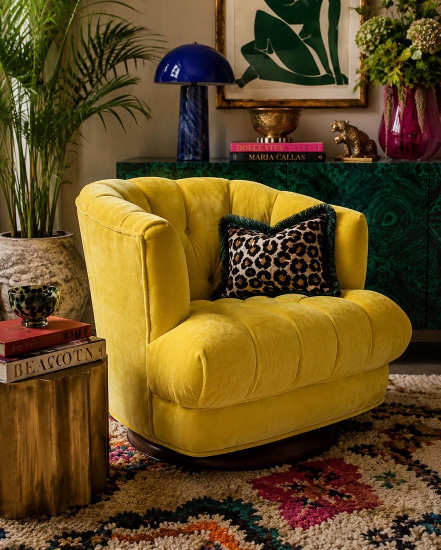 MCM Tufted Barrel Back Swivel Lounge Chair Newly Reupholstered - 2