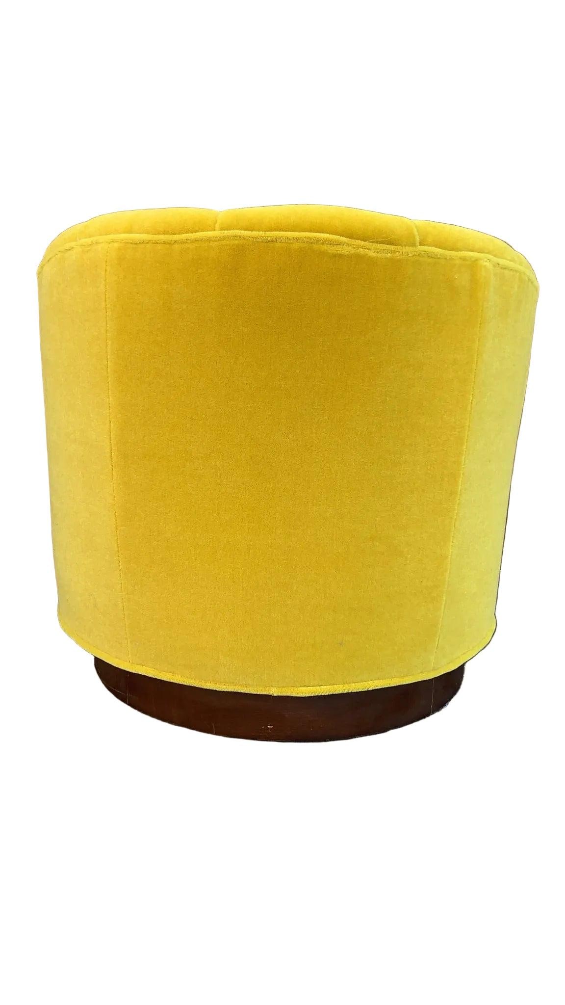MCM Tufted Barrel Back Swivel Lounge Chair Newly Reupholstered - 6