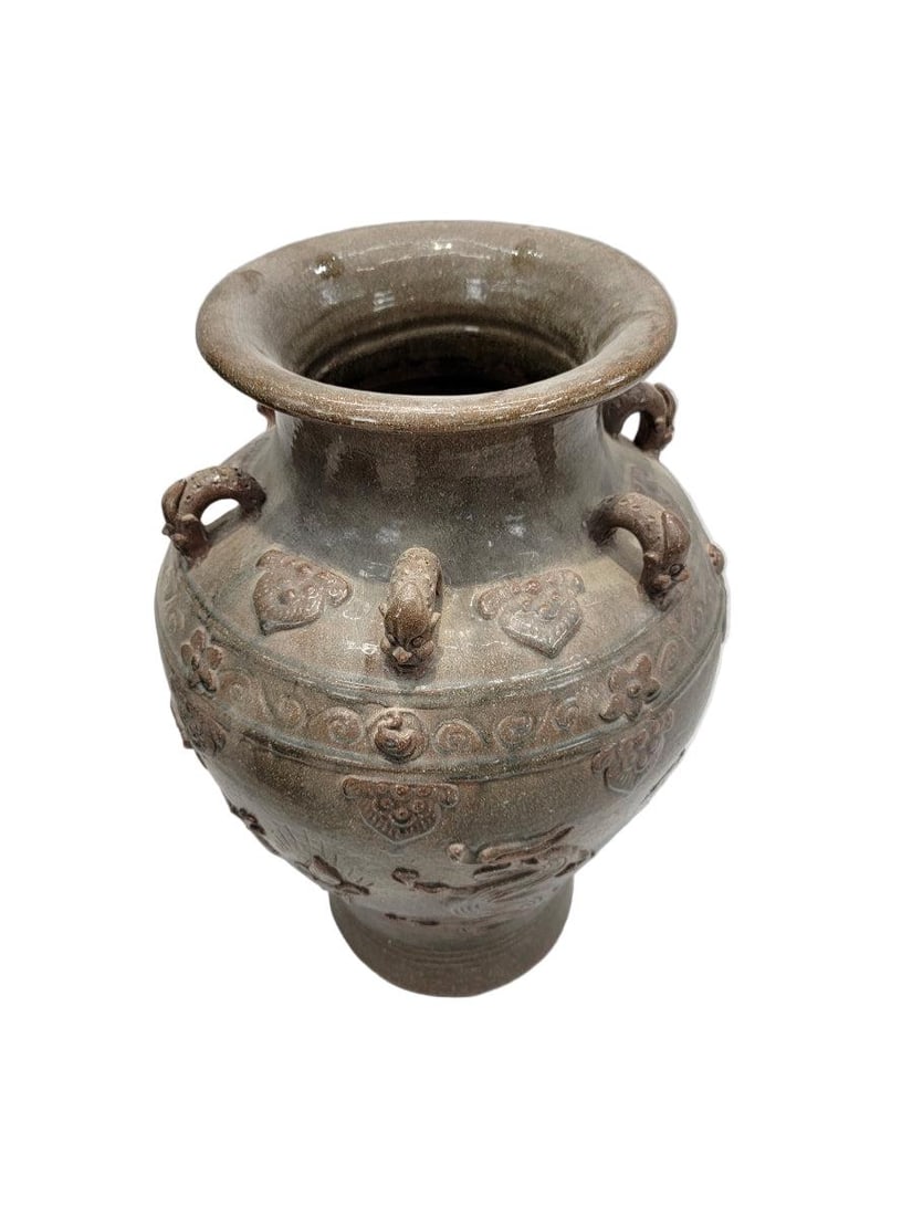 Antique Decorated Brown-Glazed Mataban Jar Vase Vase - 3