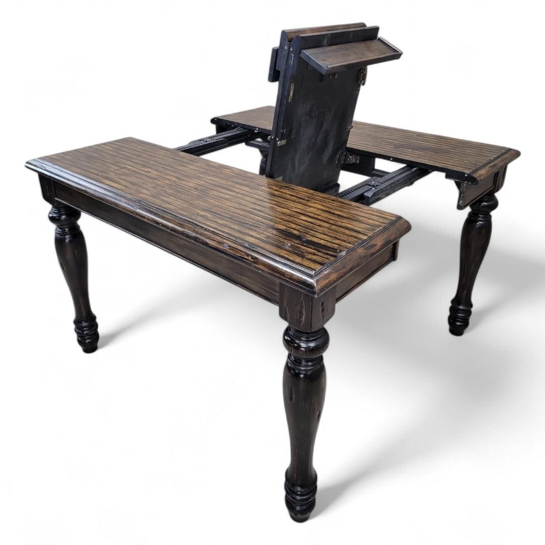 Vintage Rustic Town and Country Style Expanding Butterfly Farmhouse Table - 8