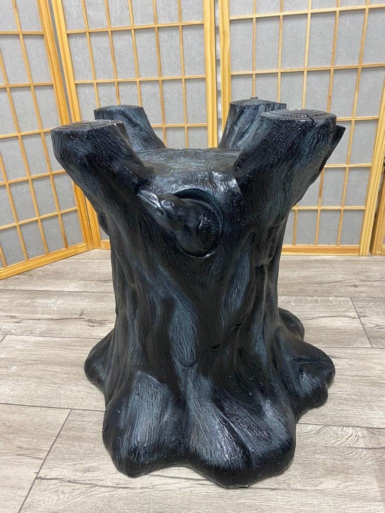 Hollywood Regency Style Black Figural Tree Stump Side Table - Pair - 6