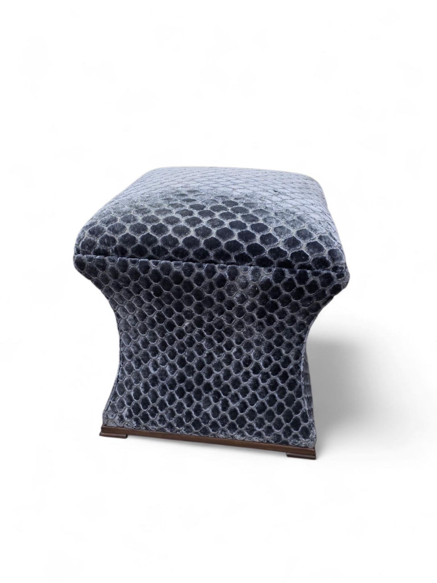 Custom Designer Concave Ottomans Newly Reupholstered - Pair - 3