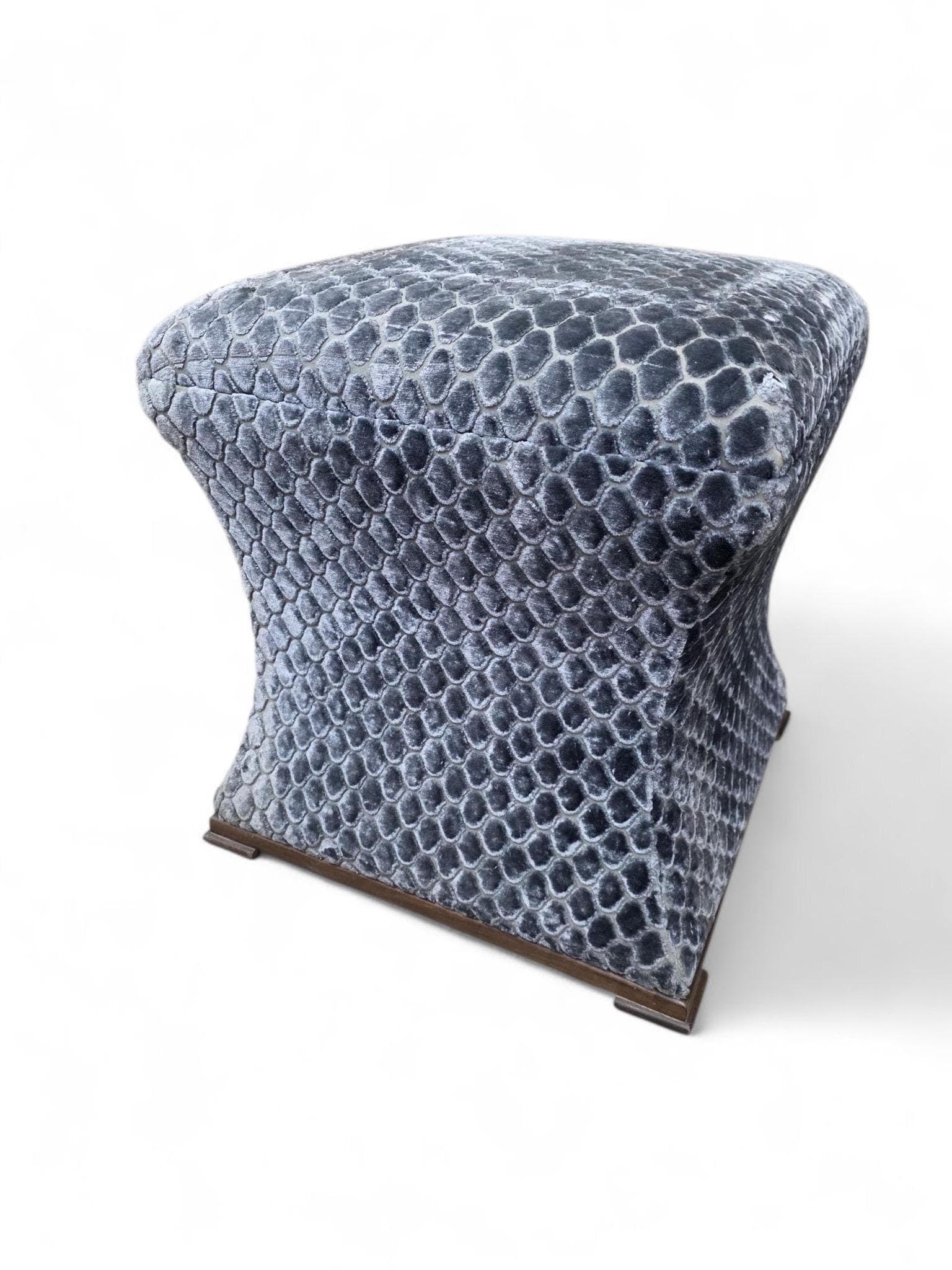 Custom Designer Concave Ottomans Newly Reupholstered - Pair - 4