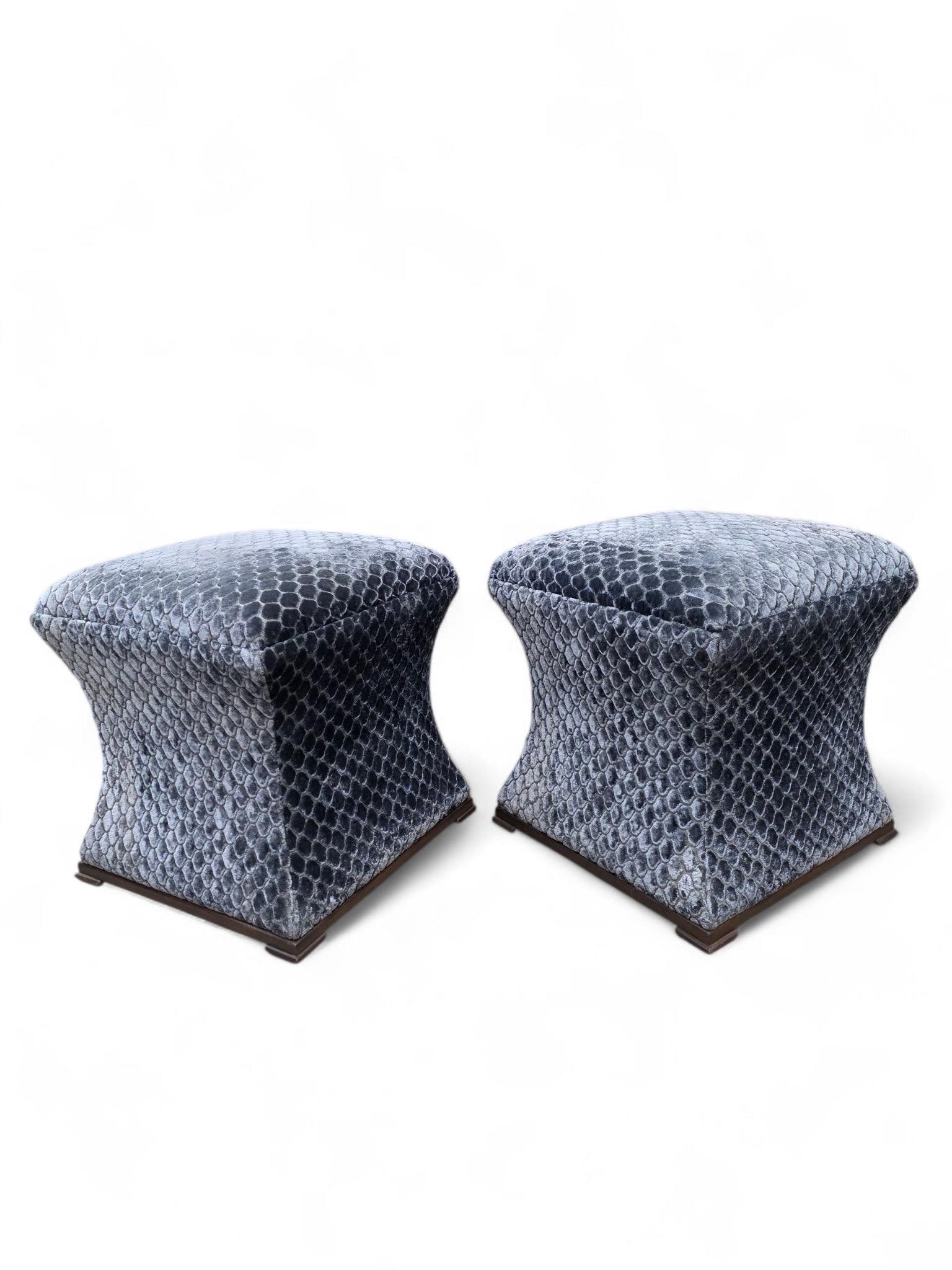 Custom Designer Concave Ottomans Newly Reupholstered - Pair - 8