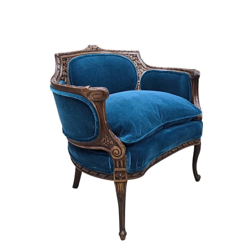Antique French Louis XV and Louis XVI Style Armchairs Newly Upholstered – Set of 2 - 3