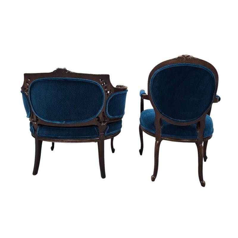Antique French Louis XV and Louis XVI Style Armchairs Newly Upholstered – Set of 2 - 6