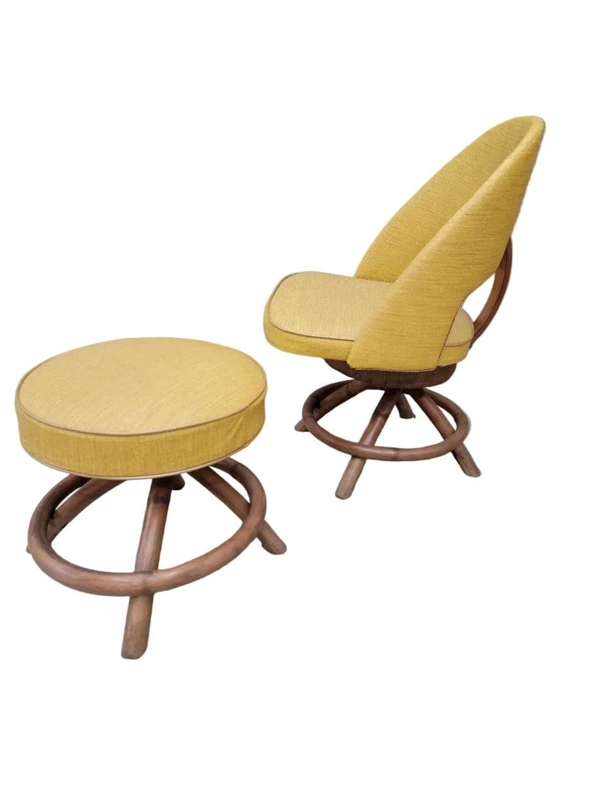 MCM Saarinen Style Swivel Chair and Ottoman - 5