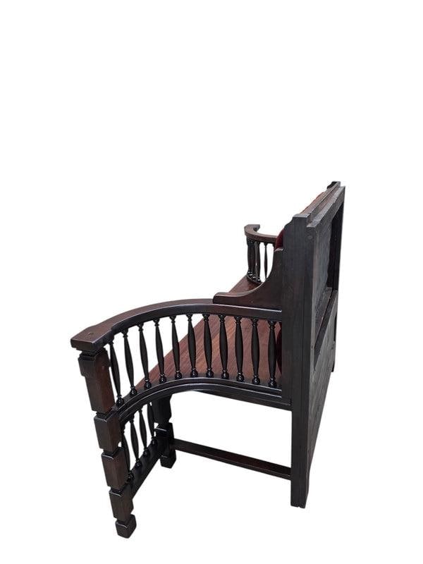 Antique Eastlake Victorian Style Upholstered Back Bench - 5
