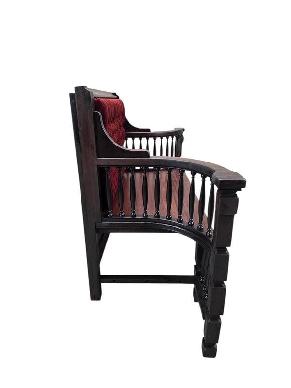 Antique Eastlake Victorian Style Upholstered Back Bench - 7