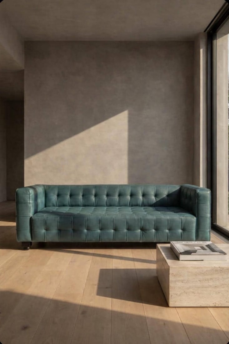 Vintage Italian Kubus Sofa by Josef Hoffmann Newly Reupholstered in Leather - 3
