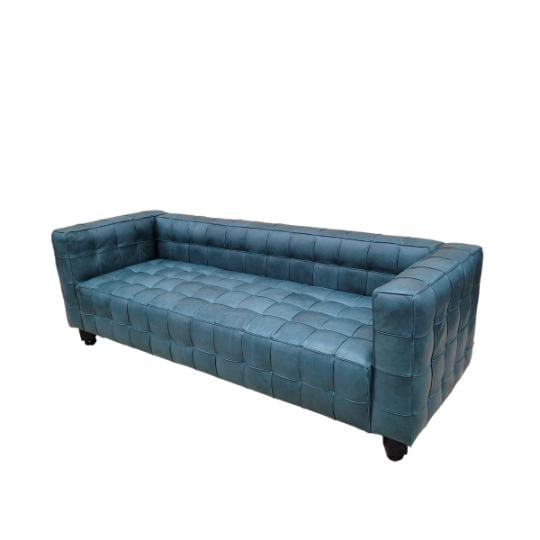 Vintage Italian Kubus Sofa by Josef Hoffmann Newly Reupholstered in Leather - 7