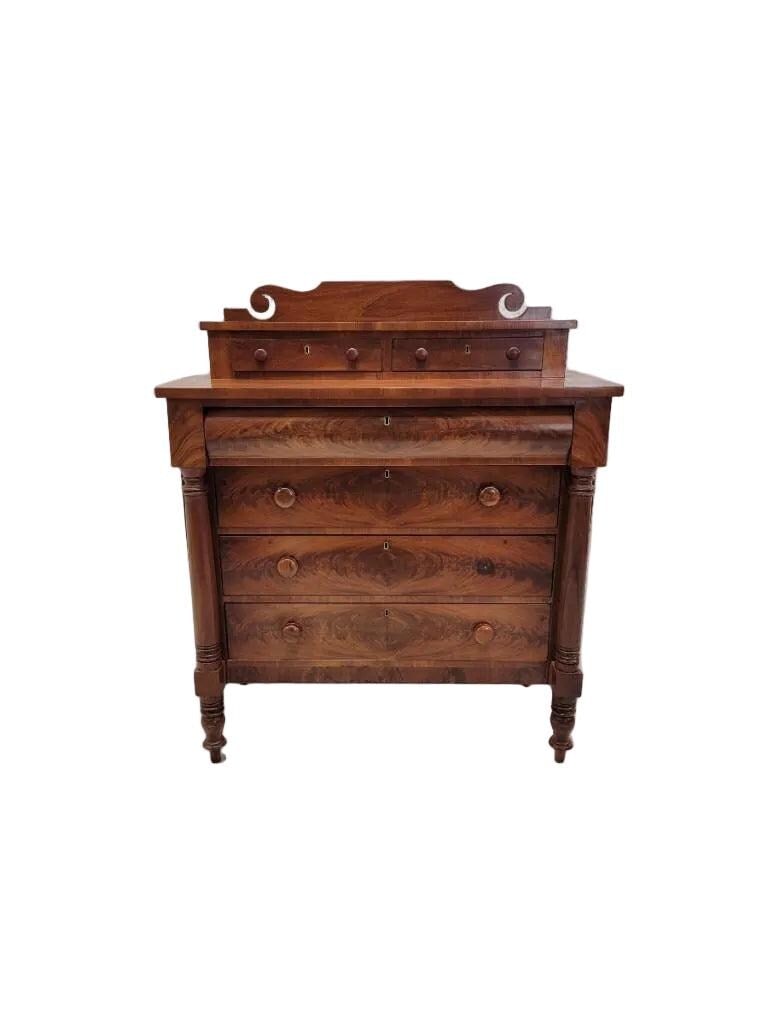 Antique American Empire Flame Mahogany Chest - 3