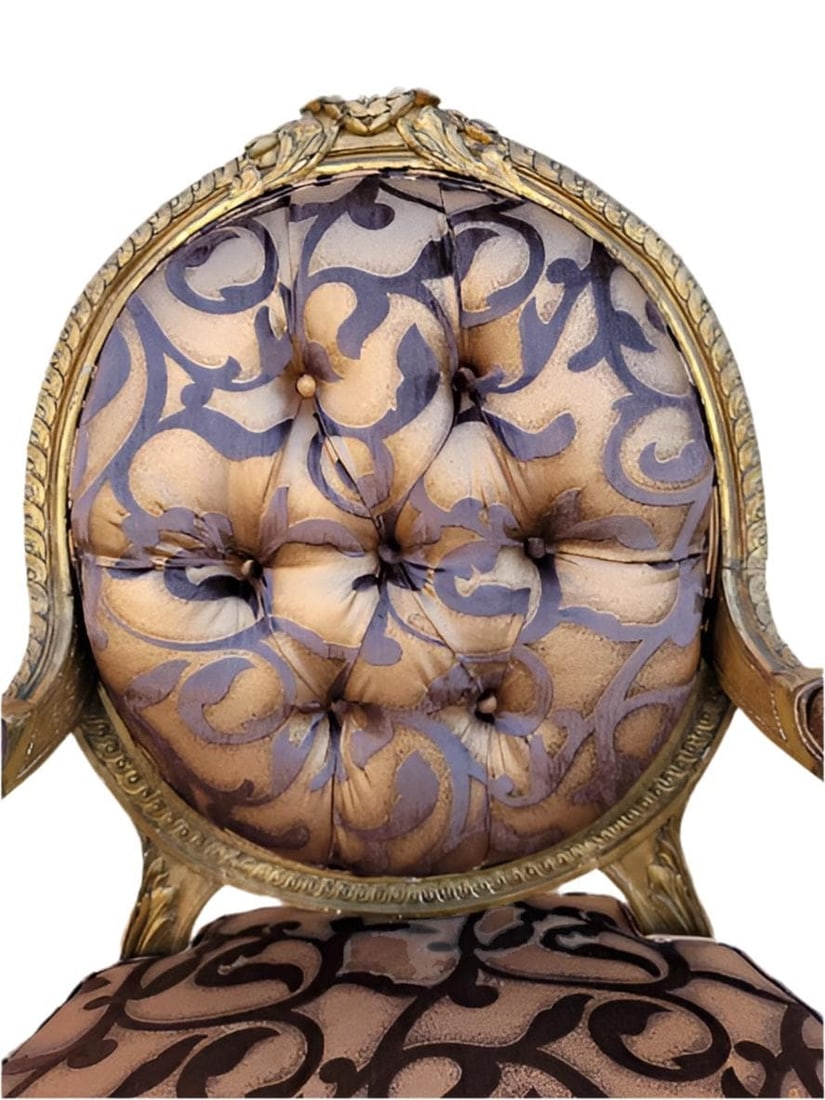 Antique French Louis XV Style Fauteuil Chairs Newly Reupholstered - Pair - 5