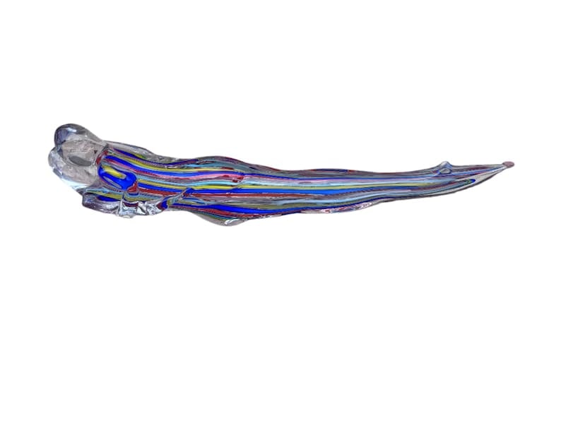 Vintage Signed Italian Murano Glass Rainbow Ribbons Lovers Laying Down Sculpture (1 of 8)