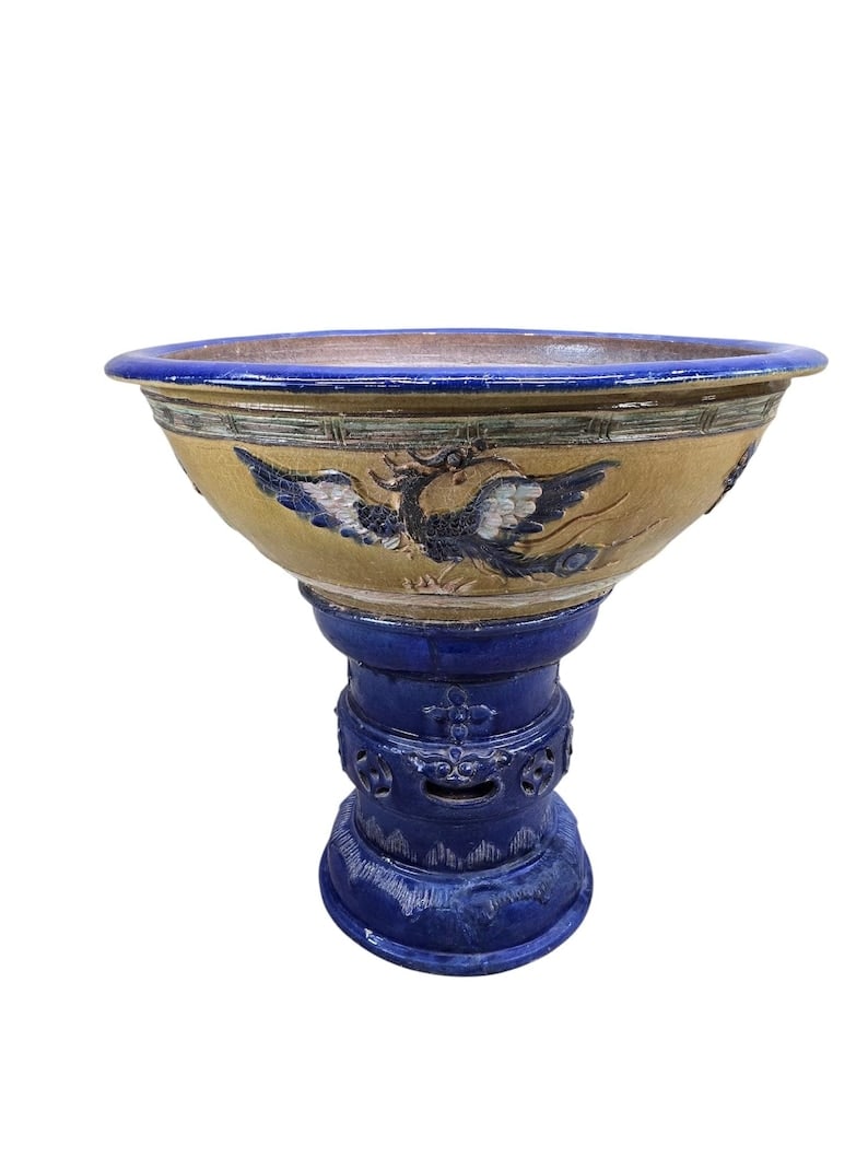 Antique Yellow and Blue-Glazed Planter Pot from Guangdong Province (1 of 8)