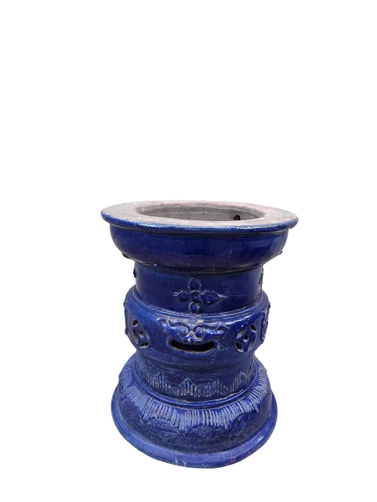 Antique Yellow and Blue-Glazed Planter Pot from Guangdong Province - 8