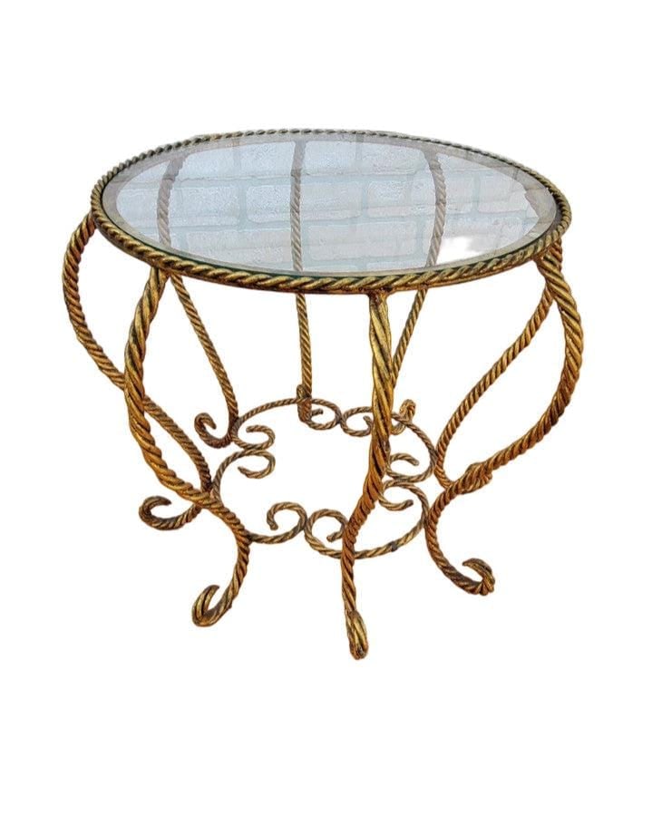 Hollywood Regency Italian Gold Gilt Rope Spider Table - 3