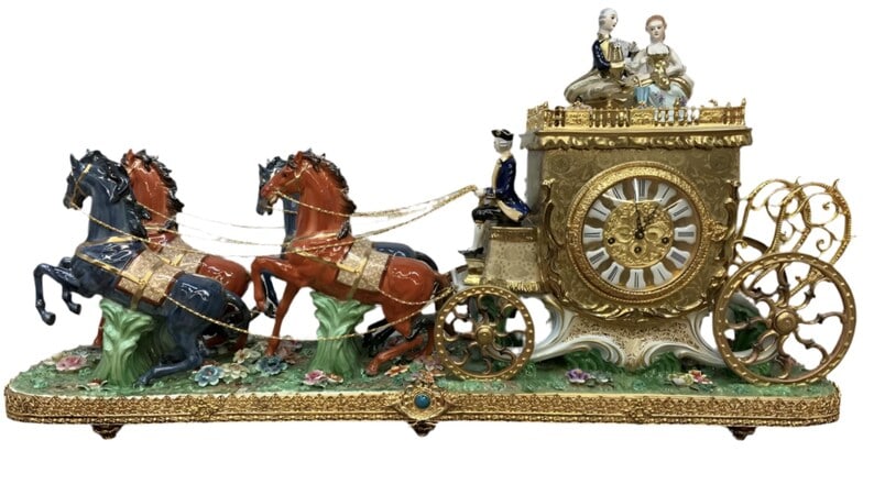 Antique Franz Hermle Monumental Capodimonte Style Vienna Porcelain Sculpted Mantel Clock/Centerpiece (1 of 8)
