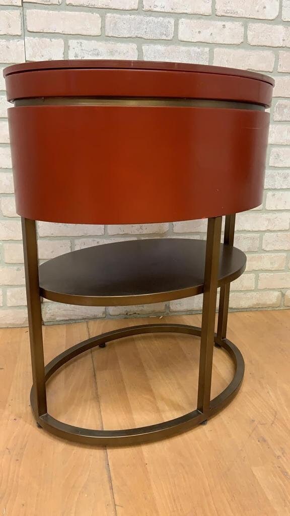 Vintage Contemporary Custom Designed Oval Side Table/Nightstand - Pair - 7