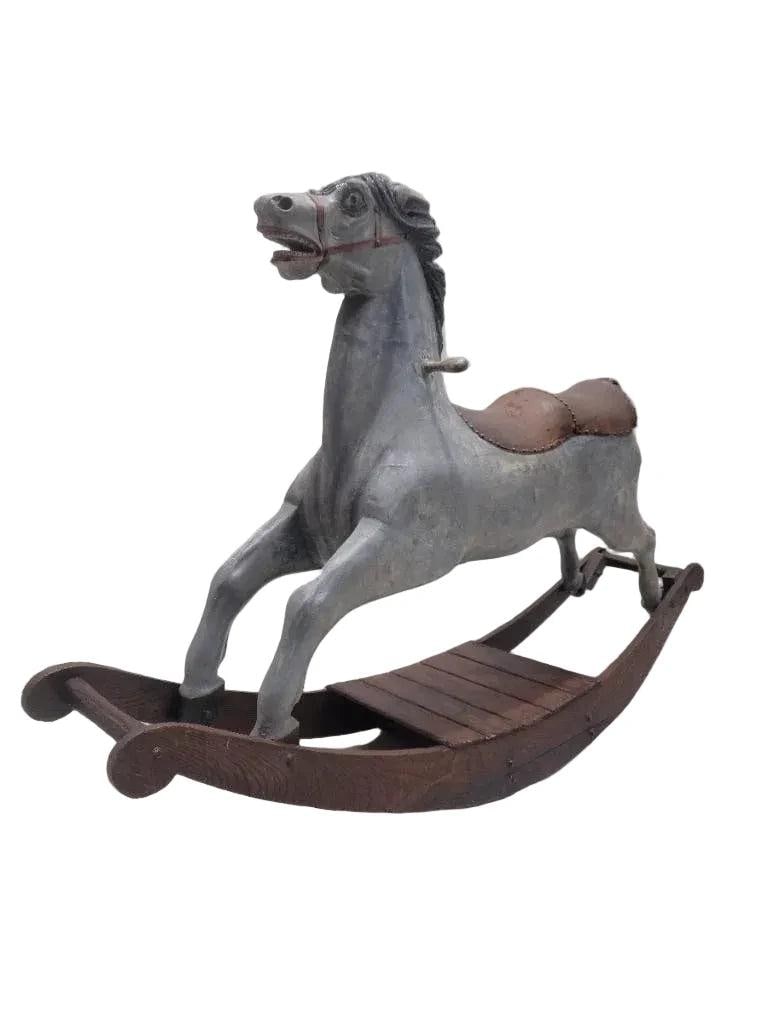 Antique French Double Seater Carousel Rocker Horse - 4