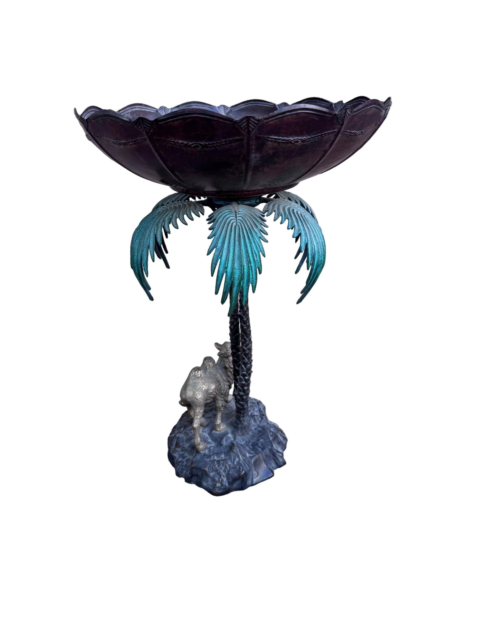 Anglo Indian Bronze Serving Bowl on a Palm Tree Stand with Camel - 5