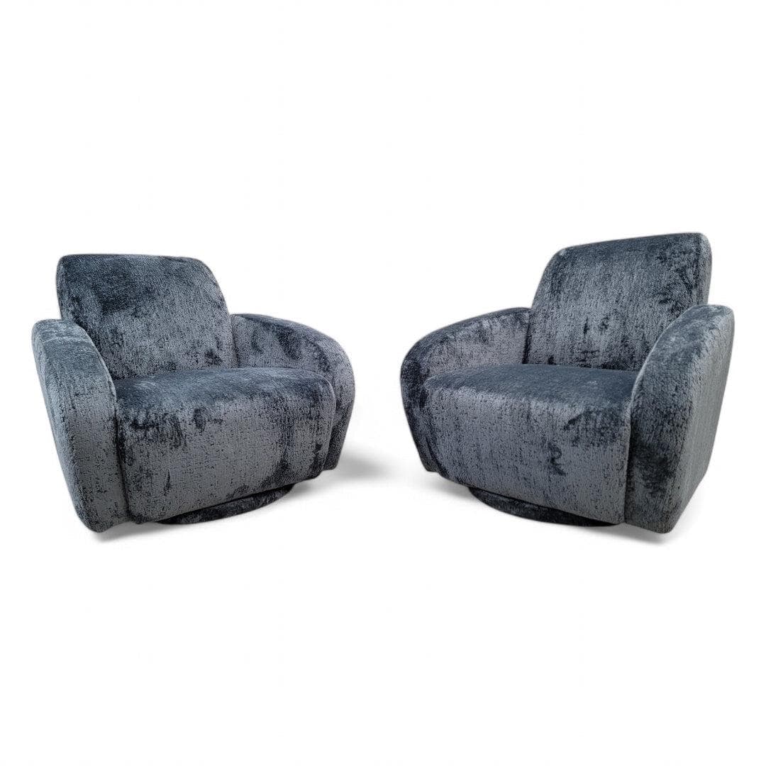 Postmodern Vladimir Kagan Swivel Lounge Chairs Newly Reupholstered - Pair - 3