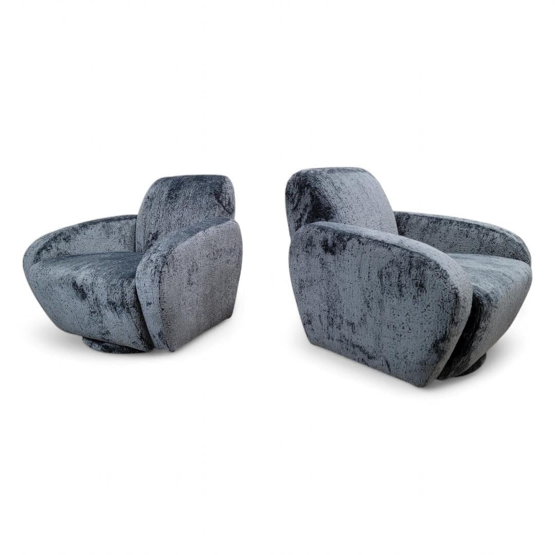 Postmodern Vladimir Kagan Swivel Lounge Chairs Newly Reupholstered - Pair - 6