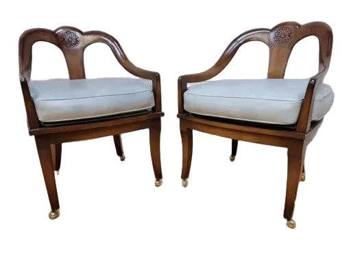 Vintage Regency Neoclassical Style Klismos Style Walnut Chairs - 4 - 3