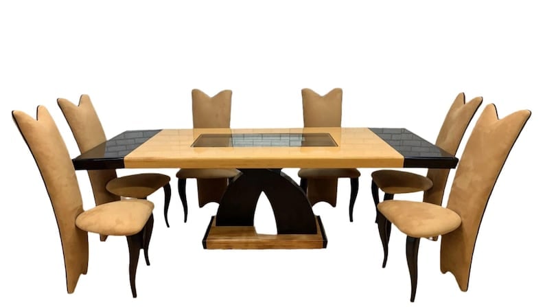 Italian Art Deco Extending Dining Table with 6 Dining Chairs (1 of 8)