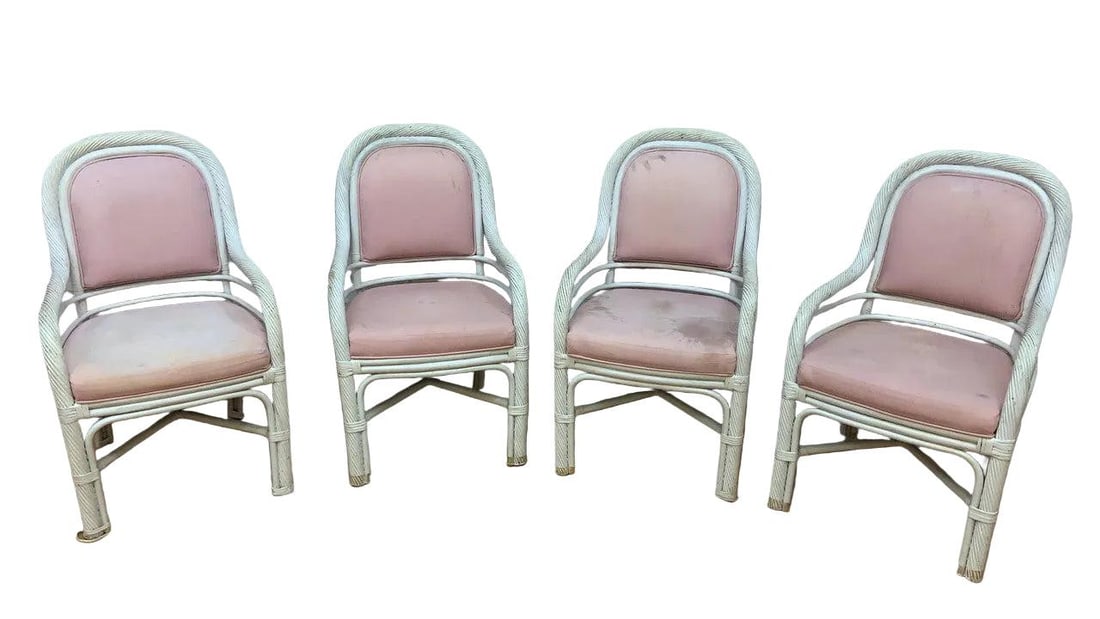 MCM McGuire White Cane 6 Piece Dining Set - 5