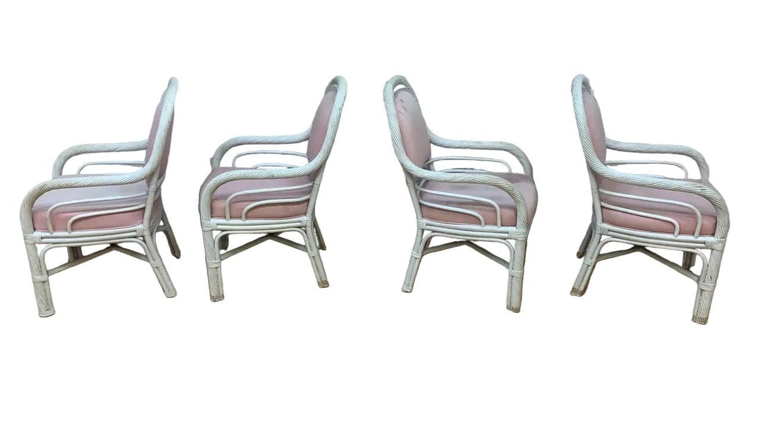 MCM McGuire White Cane 6 Piece Dining Set - 6