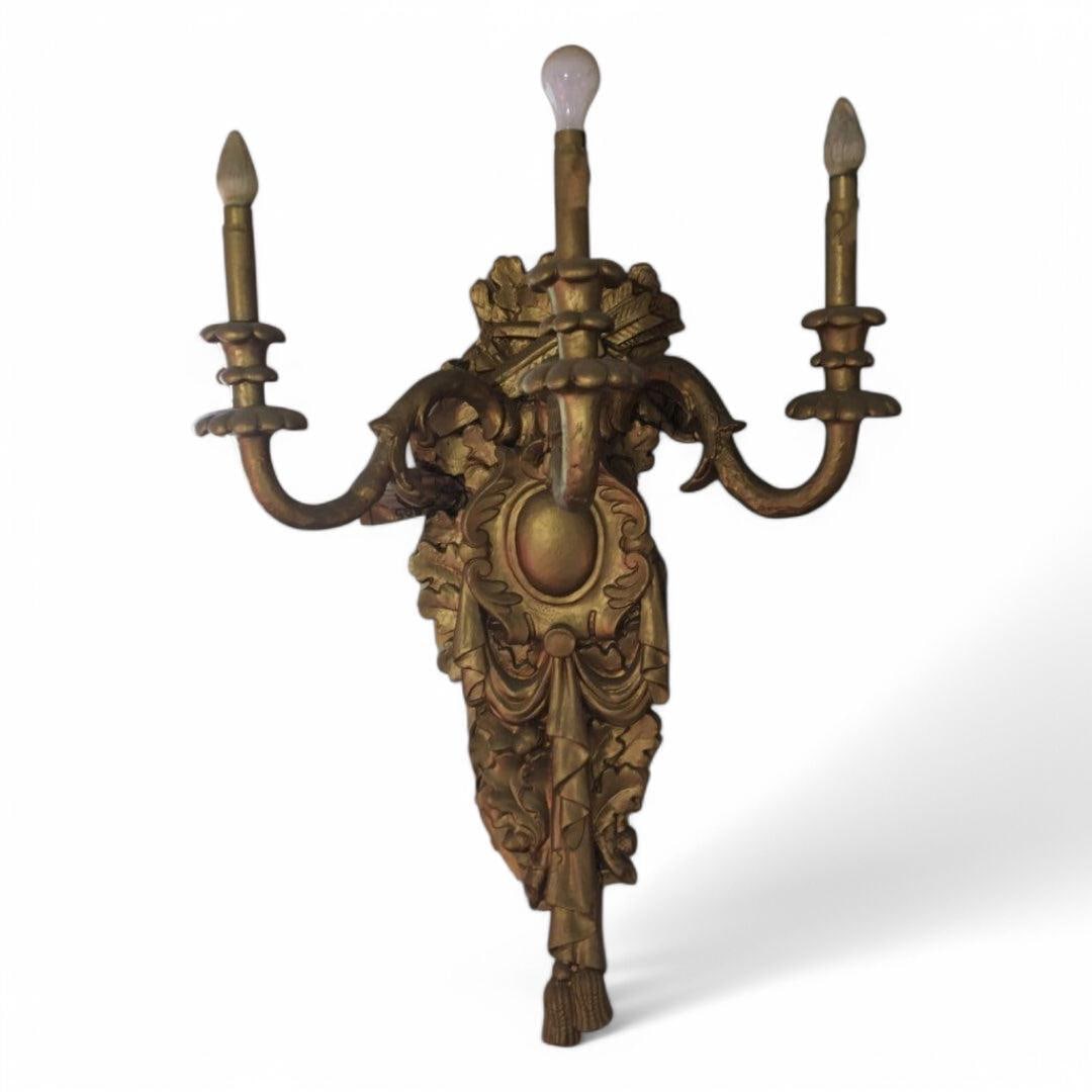Antique Neoclassical Style Oversized Wall Sconces - Pair - 3