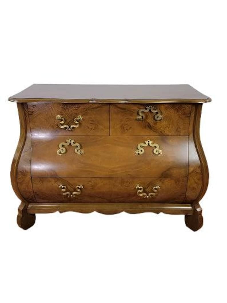 Vintage French Louis XV Revival Style Bombe Chest by Baker Furniture (1 of 8)