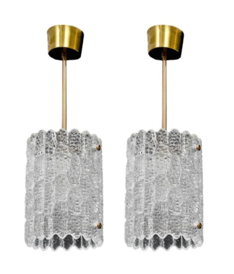 MCM Crystal Pendant Lights by Orrefors - Pair (1 of 8)