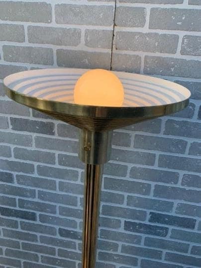 Art Deco Brass Torchiere Floor Lamp - 4