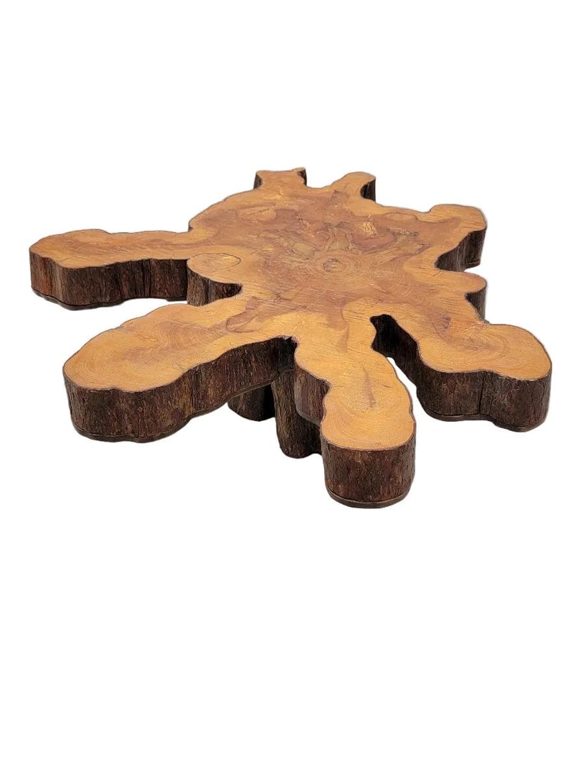Vintage Live Edge Natural Free-Form Tree Cut Coffee Table - 3