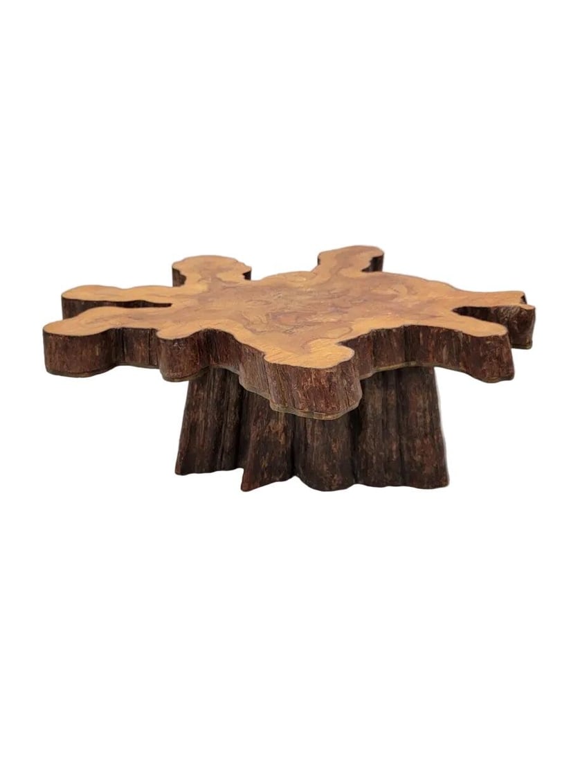 Vintage Live Edge Natural Free-Form Tree Cut Coffee Table - 7