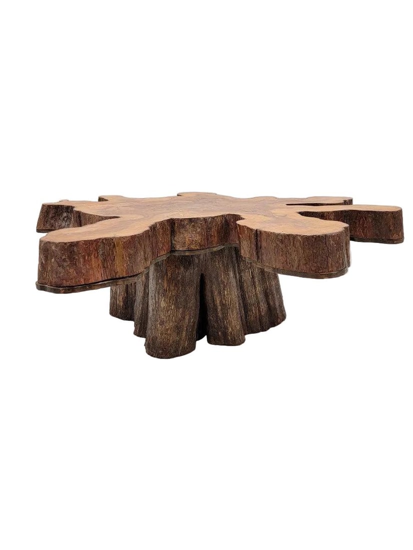 Vintage Live Edge Natural Free-Form Tree Cut Coffee Table - 8