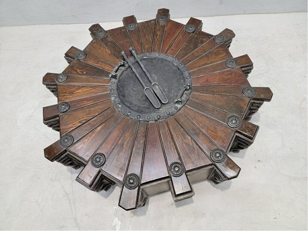 Antique Rustic Spanish Revival Style Mahogany Pinwheel Coal / Fire Pit / Coffee Table - 3