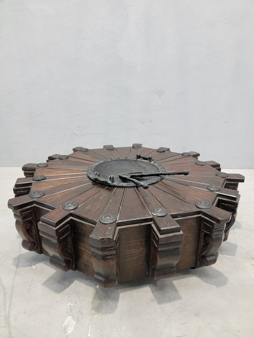 Antique Rustic Spanish Revival Style Mahogany Pinwheel Coal / Fire Pit / Coffee Table - 6