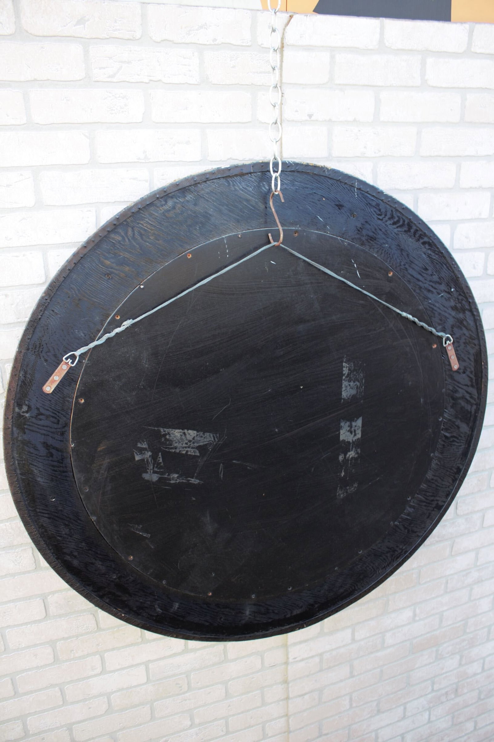 Black Faux Ostrich Leather Framed Wall Mirror - 3