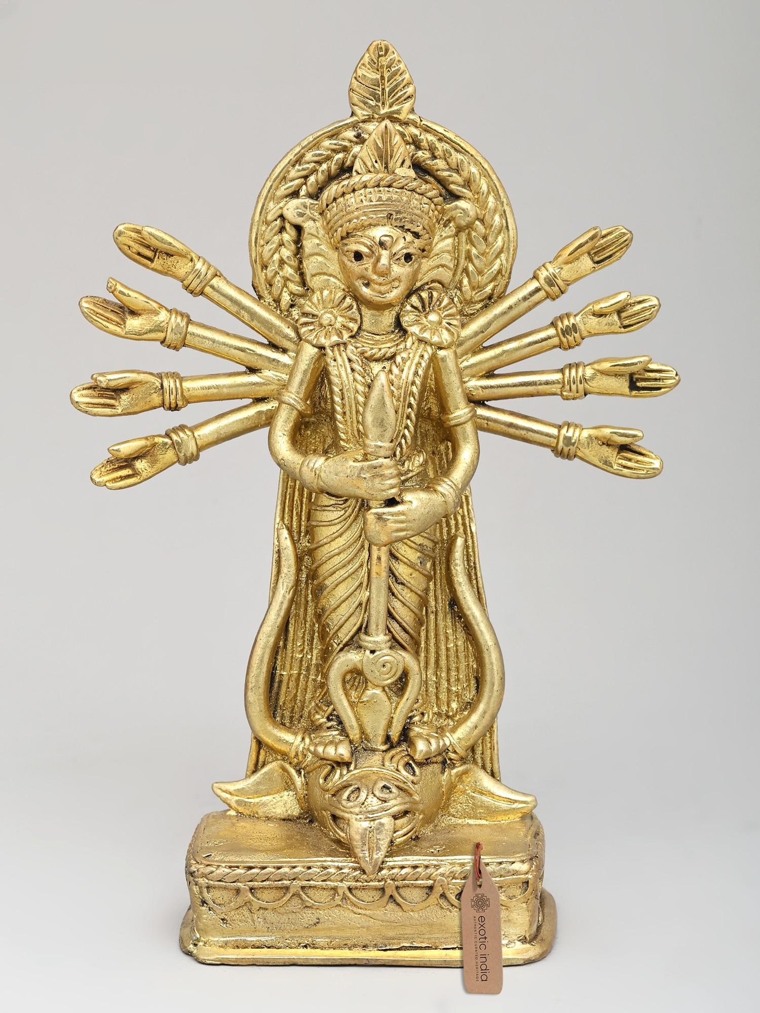 5" Small Goddess Durga - Mahishasura Mardini | Tribal Brass Statue | Made in India: Title: 5" Small Goddess Durga - Mahishasura Mardini | Tribal Brass Statue | Made in India Reserve: $77.00 Shipping: Domestic: Shipping rates are determined by destination International: Foreign