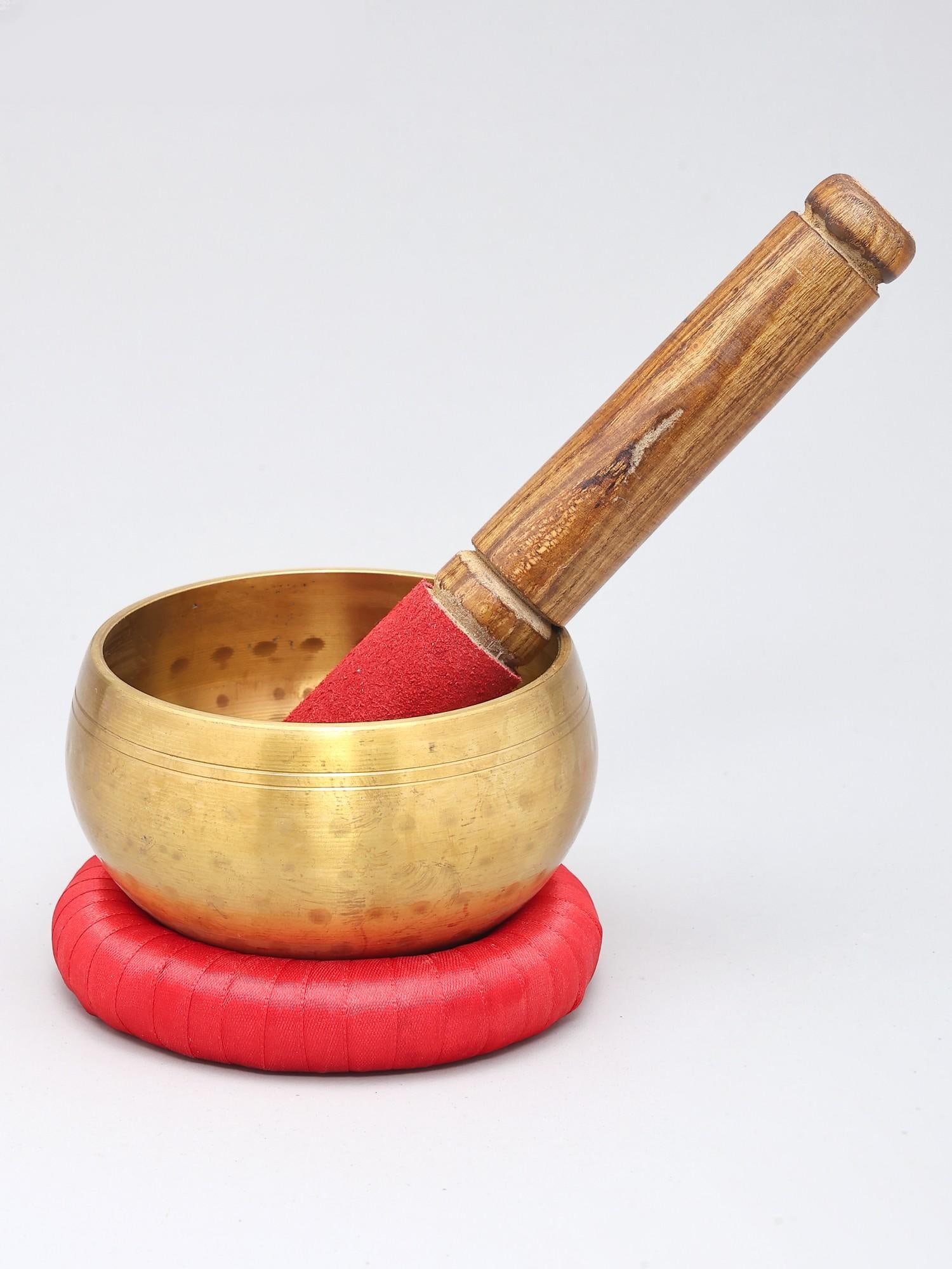 Tibetan Buddhist Singing Bowl in Bronze with Stick | Handmade | Made in India - 2