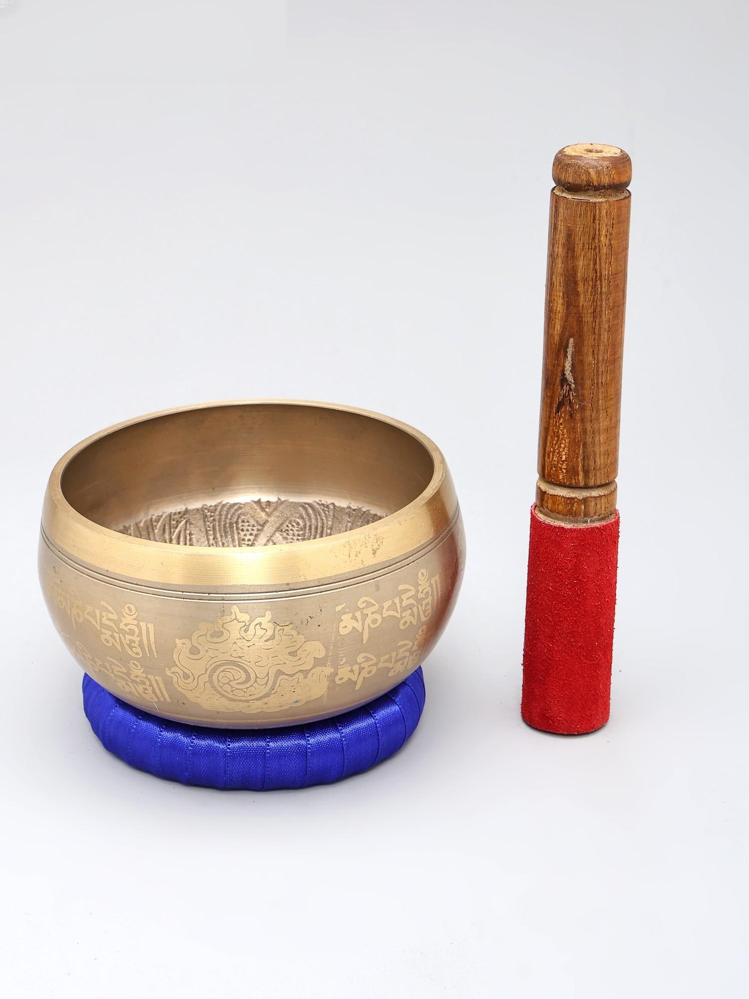 Buddhist Bornze Singing Bowl with (Om Mani Padme Hum) Mantra | Handmade | Made in India - 2